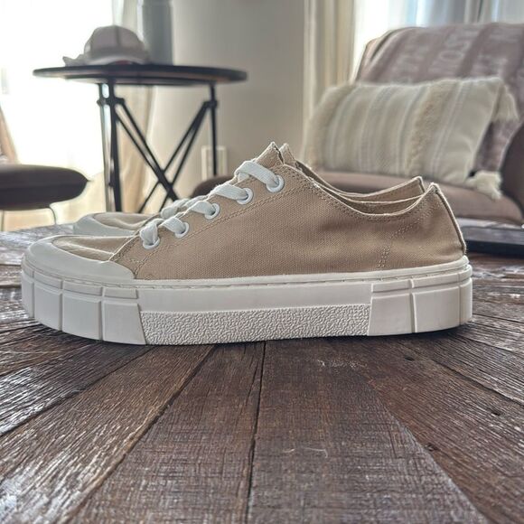 Mad Love Fran Platform Tan Canvas Lace Up Sneakers - Picture 4 of 10